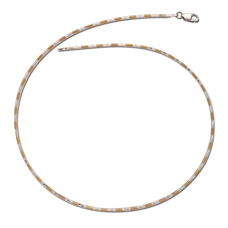 Curata Italian Sterling Silver Two-tone 2mm Round Omega Chain Necklace (16 or 18 inches) sold by Zulily