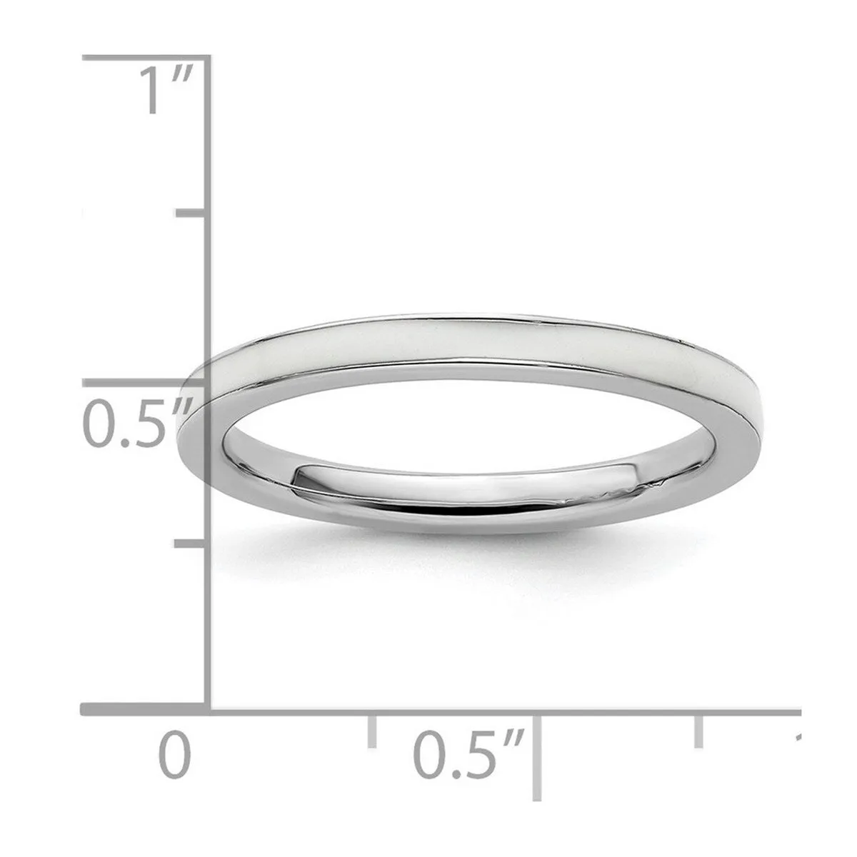 Curata 925 Sterling Silver Polished 2.25mm White Enameled Thin Band Ring sold by Zulily product image thumbnail 2