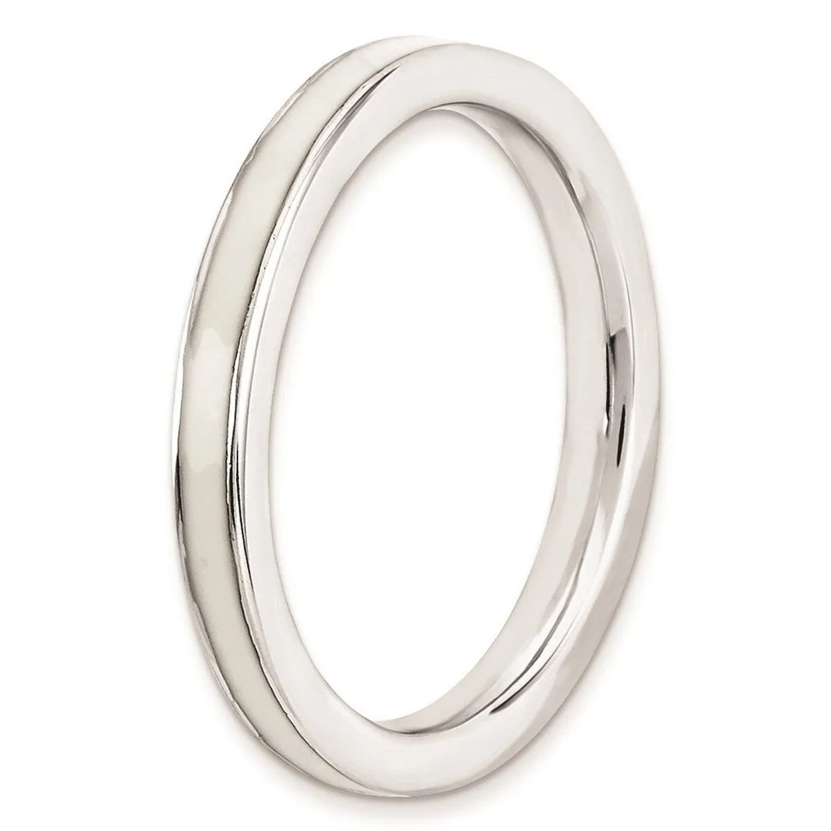 Curata 925 Sterling Silver Polished 2.25mm White Enameled Thin Band Ring sold by Zulily product image thumbnail 4