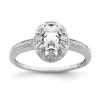 Curata 925 Sterling Silver Oval White Topaz and Diamond Art Deco Engagement Ring sold by Zulily