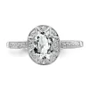Curata 925 Sterling Silver Oval White Topaz and Diamond Art Deco Engagement Ring sold by Zulily