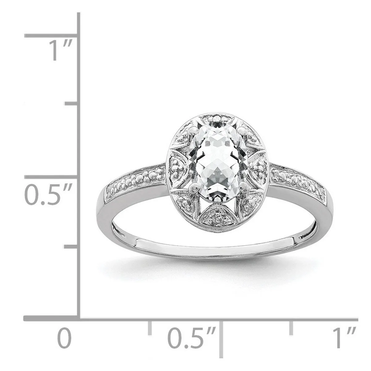 Curata 925 Sterling Silver Oval White Topaz and Diamond Art Deco Engagement Ring sold by Zulily product image thumbnail 2