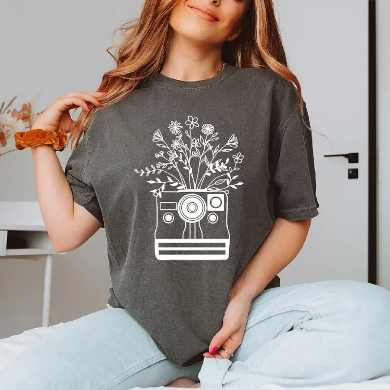 Camera And Wildflowers Garment Dyed Tee sold by Zulily