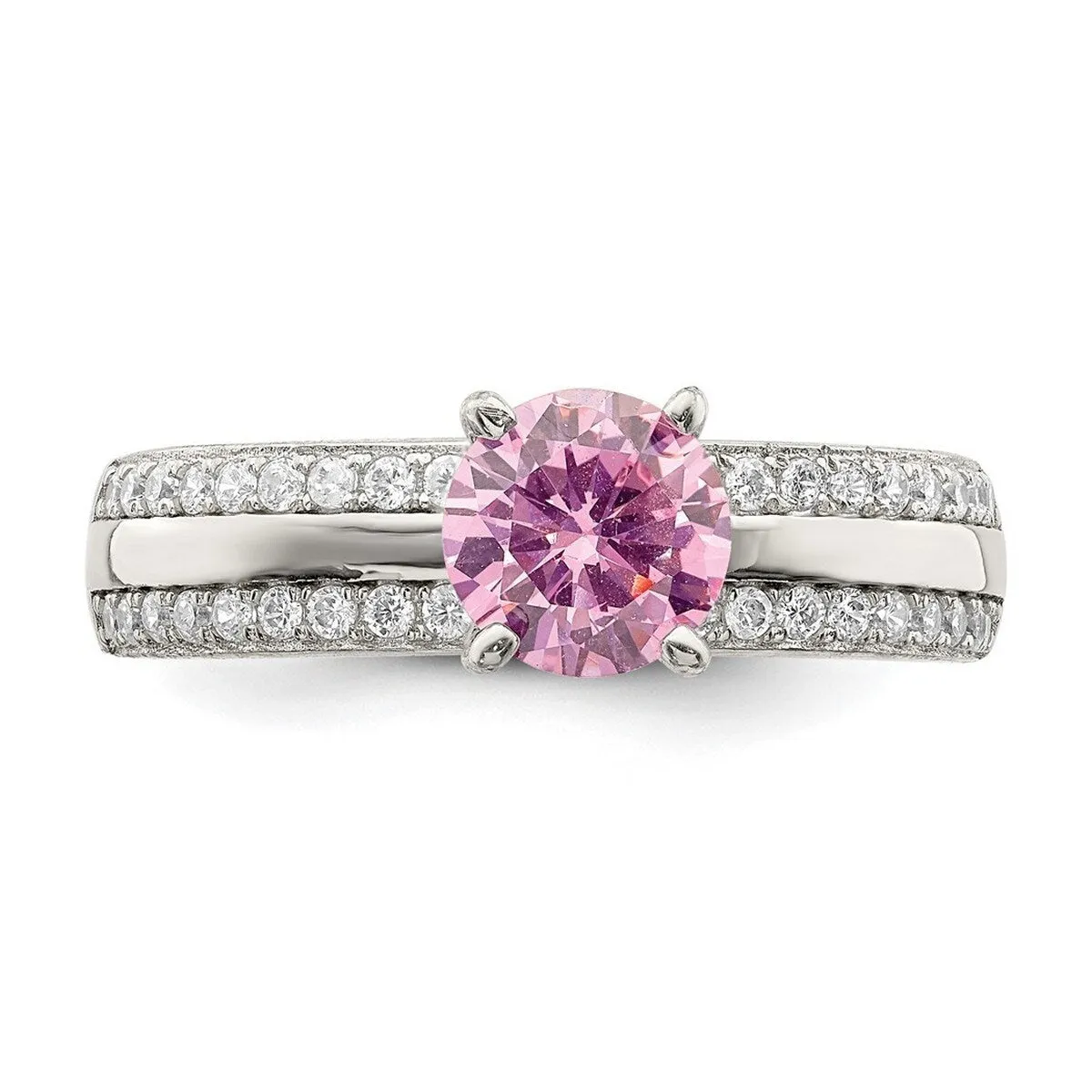 Curata 925 Sterling Silver Pink and Clear Cubic Zirconia Engagement Ring sold by Zulily product image thumbnail 5