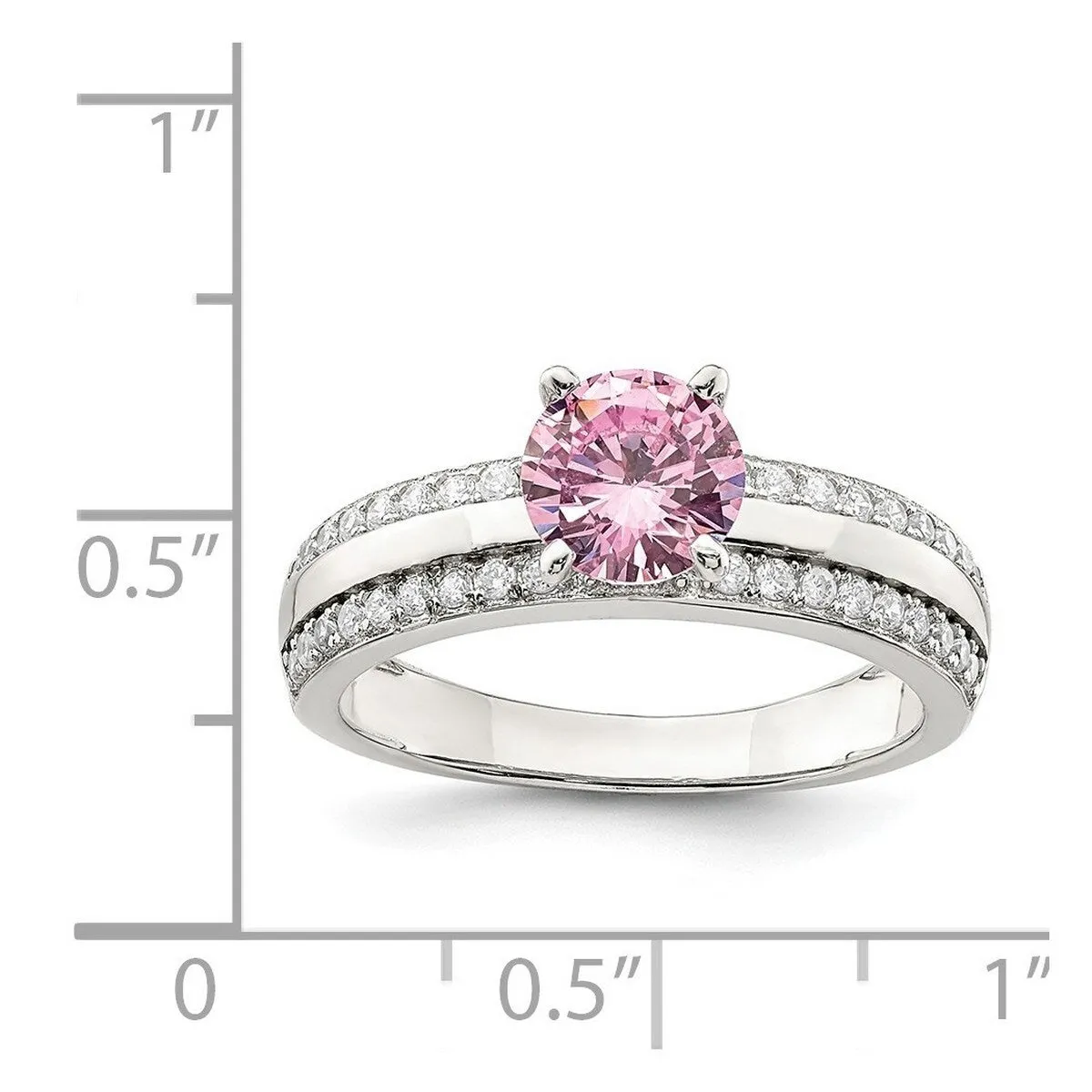 Curata 925 Sterling Silver Pink and Clear Cubic Zirconia Engagement Ring sold by Zulily product image thumbnail 2