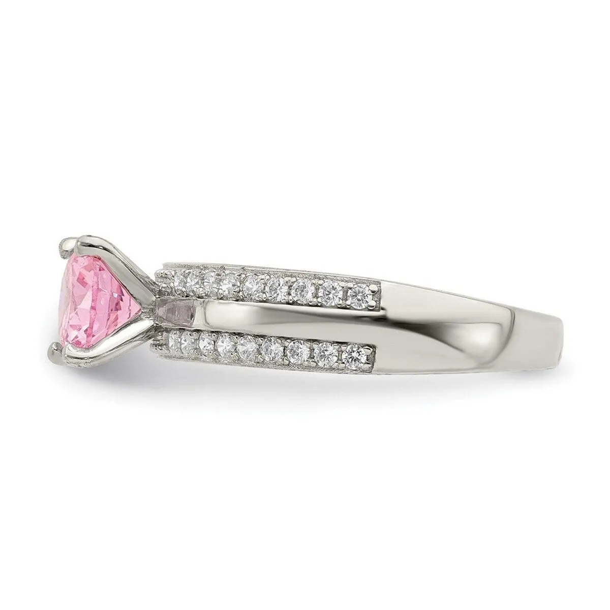 Curata 925 Sterling Silver Pink and Clear Cubic Zirconia Engagement Ring sold by Zulily product image thumbnail 4