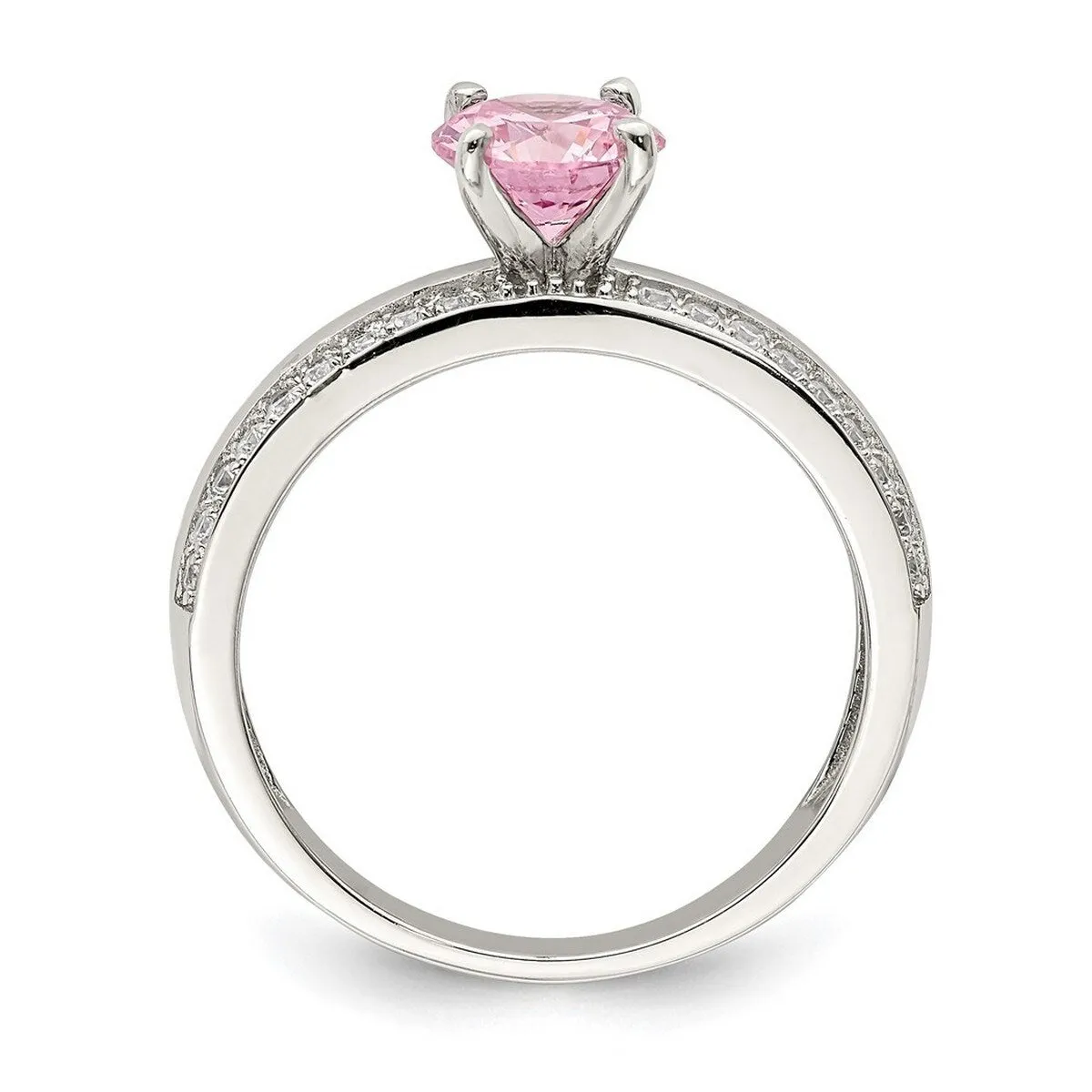 Curata 925 Sterling Silver Pink and Clear Cubic Zirconia Engagement Ring sold by Zulily product image thumbnail 3