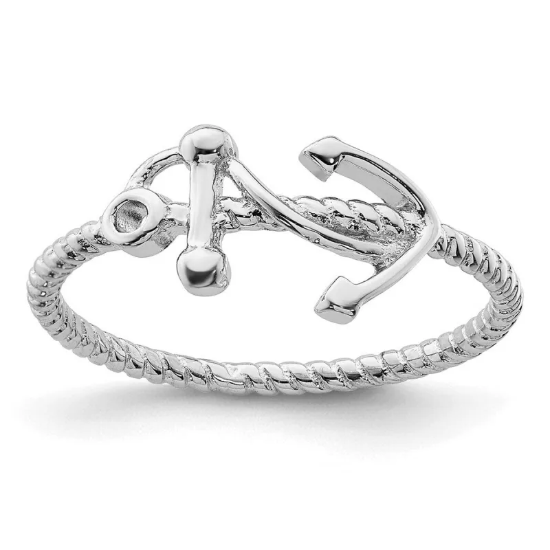 Curata 925 Sterling Silver Rope Motif Nautical Anchor Ring sold by Zulily
