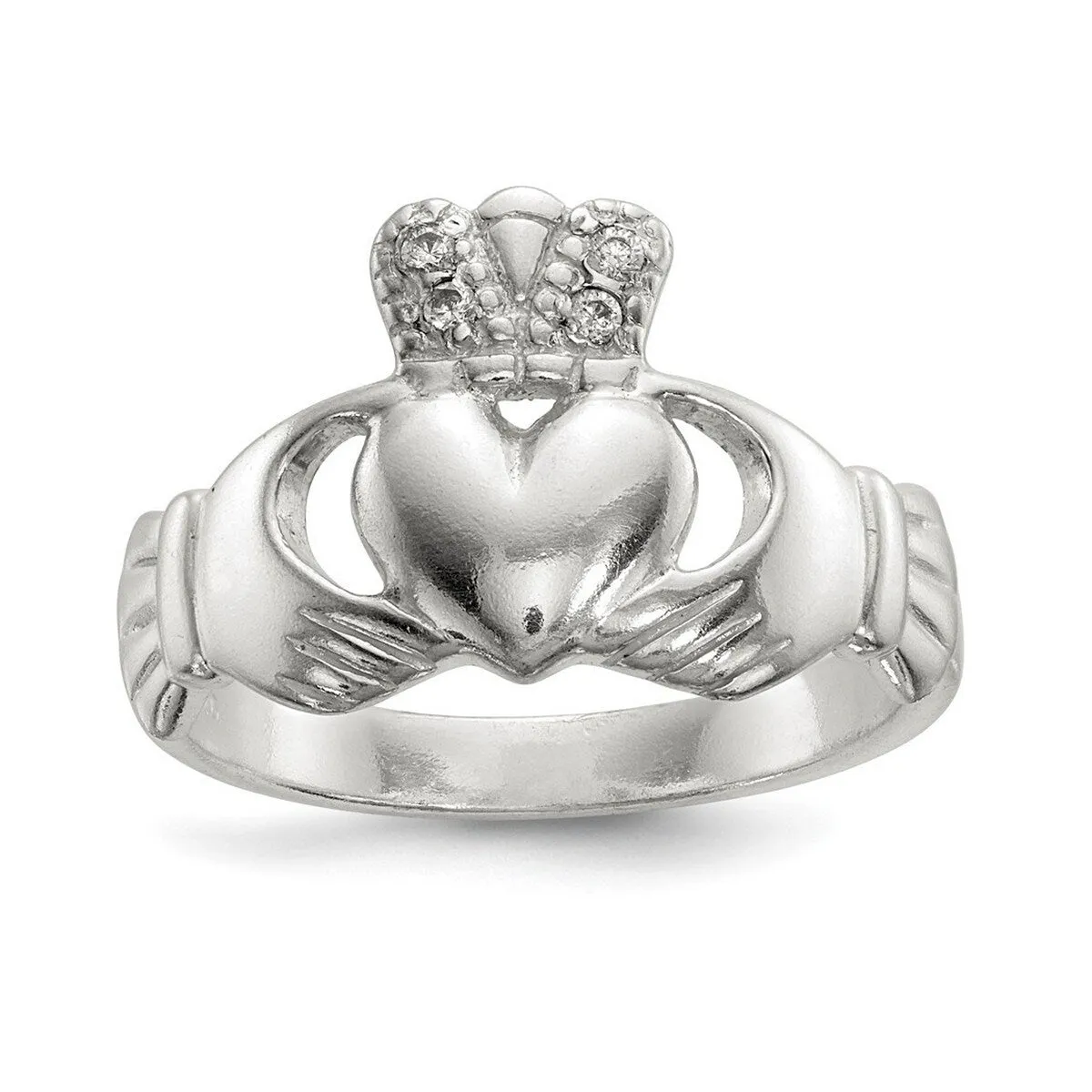 Curata 925 Sterling Silver Cubic Zirconia Irish Claddagh Celtic Ring sold by Zulily