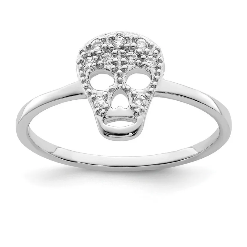 Curata 925 Sterling Silver Rhodium Cubic Zirconia Skull Ring sold by Zulily