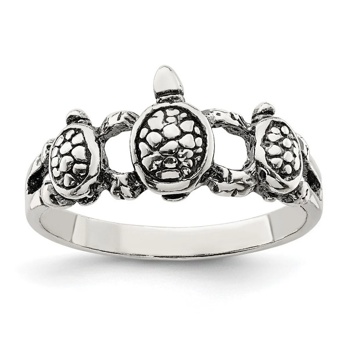 Curata 925 Sterling Silver Antiqued Triple Turtle Band Ring sold by Zulily