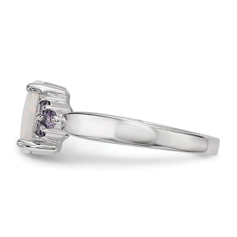 Curata 925 Sterling Silver Created Opal Purple Cubic Zirconia Engagement Ring sold by Zulily