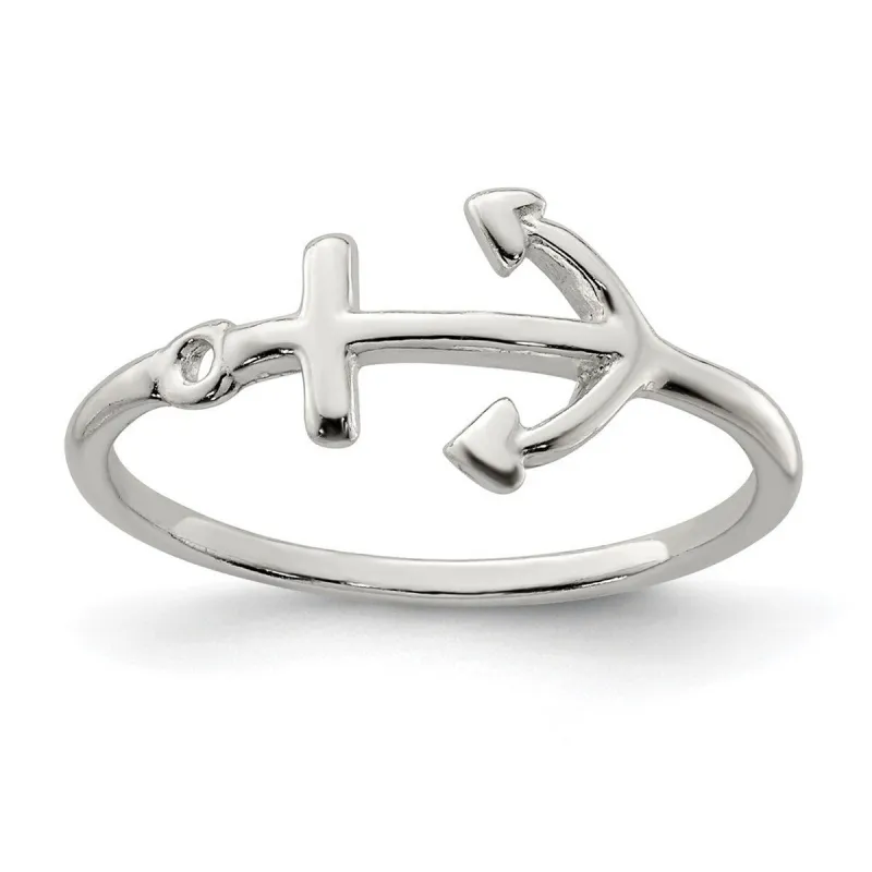 Curata 925 Sterling Silver Polished Sideways Anchor Ring sold by Zulily