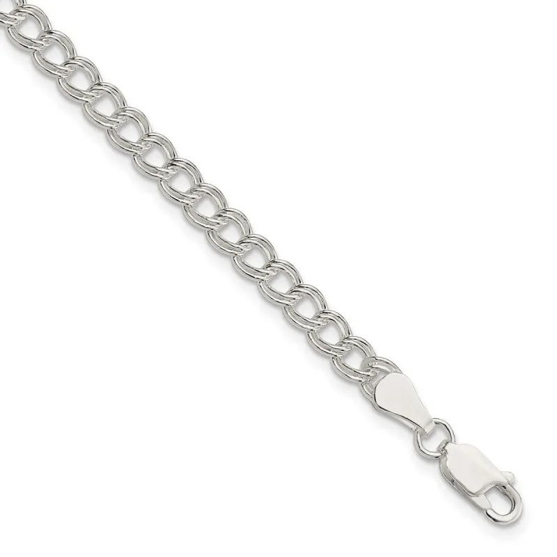 Curata 925 Sterling Silver 5mm Double Link Charm Bracelet Options: 5.5" 7" 8" 8.25" sold by Zulily