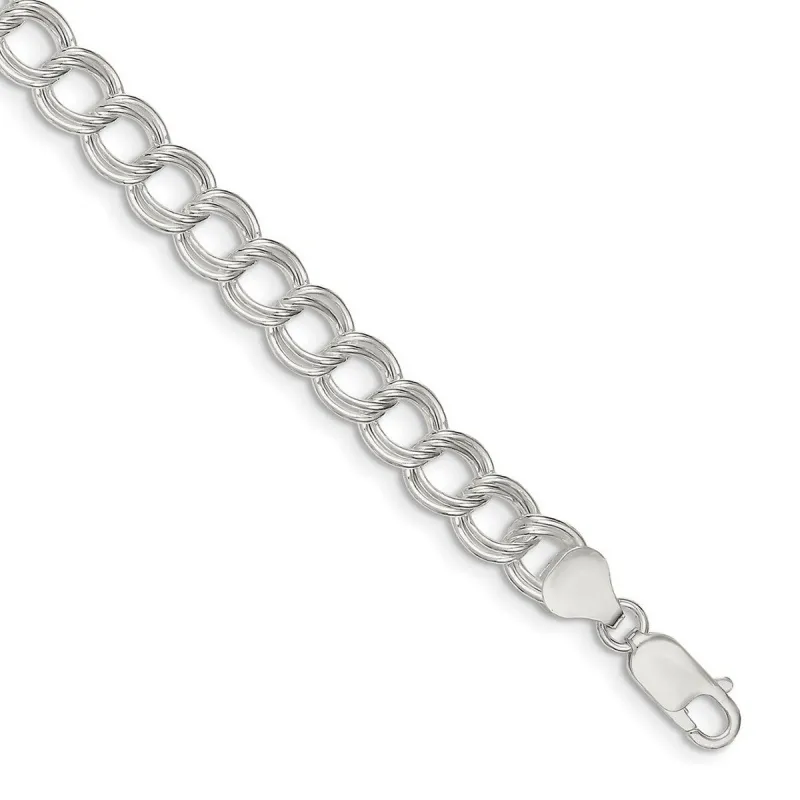 Curata 925 Sterling Silver 7.5mm Double Link Charm Bracelet Options: 6.25" 7.25" 8.25" sold by Zulily