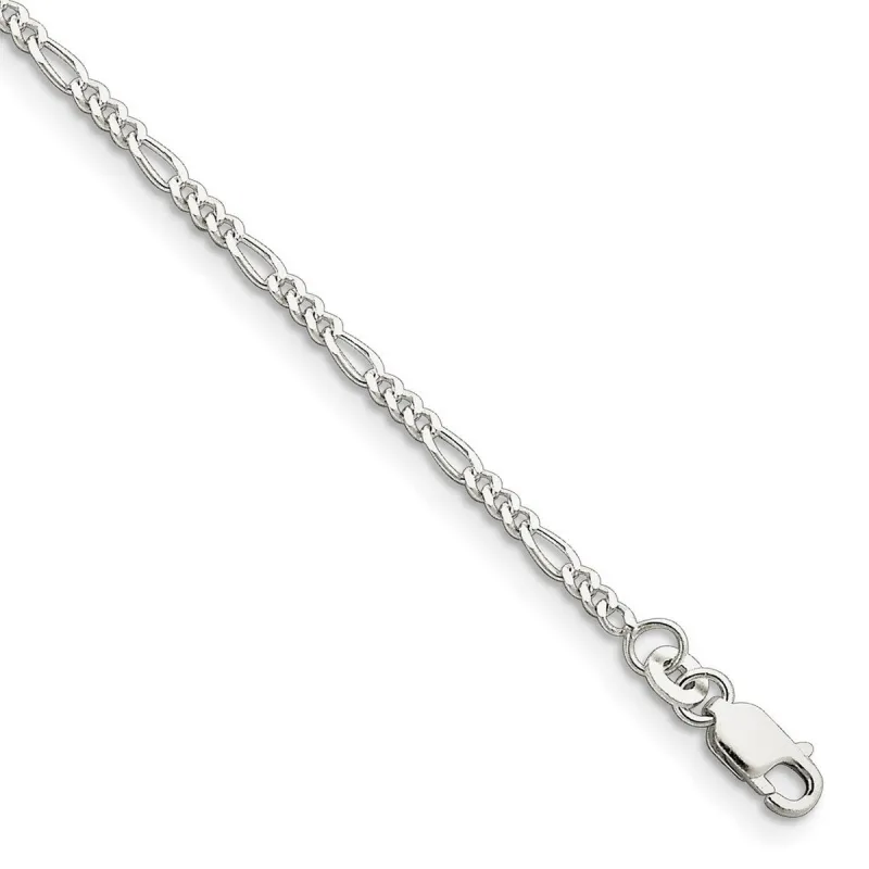 Curata 925 Sterling Silver Solid 2.25mm Figaro Chain Bracelet Options: 7" 8" sold by Zulily
