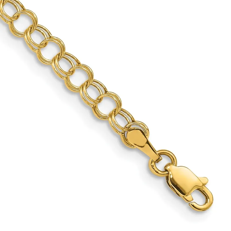 Curata Solid 10k Yellow Gold 7" or 8" 4mm Double Link Charm Bracelet (Lobster) sold by Zulily