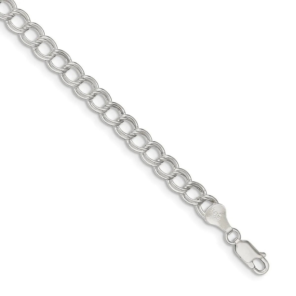 Curata 925 Sterling Silver 6mm Double Link Charm Bracelet Options: 5.5" 7" 8" 8.25" sold by Zulily