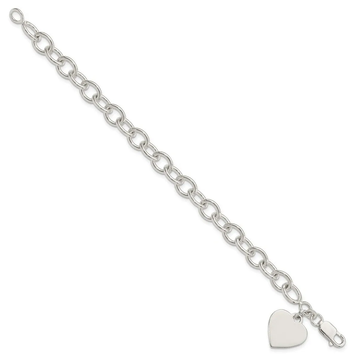 Curata 925 Sterling Silver Engraveable Heart Tag Rolo Link Bracelet Options: 7.25" 8.25" sold by Zulily product image thumbnail 2