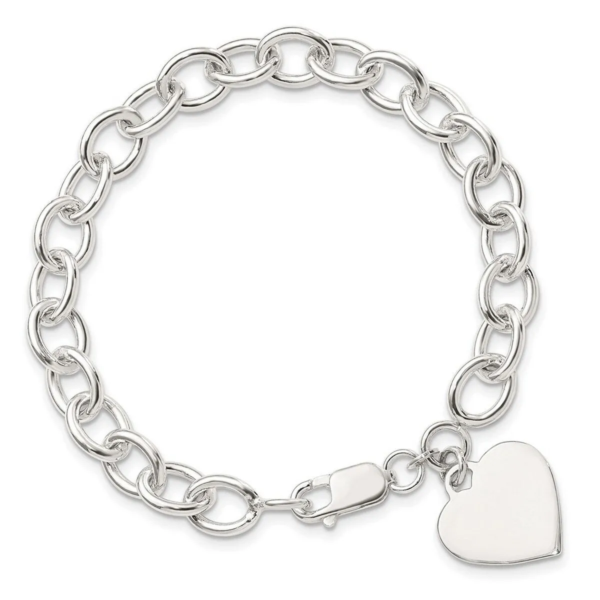 Curata 925 Sterling Silver Engraveable Heart Tag Rolo Link Bracelet Options: 7.25" 8.25" sold by Zulily