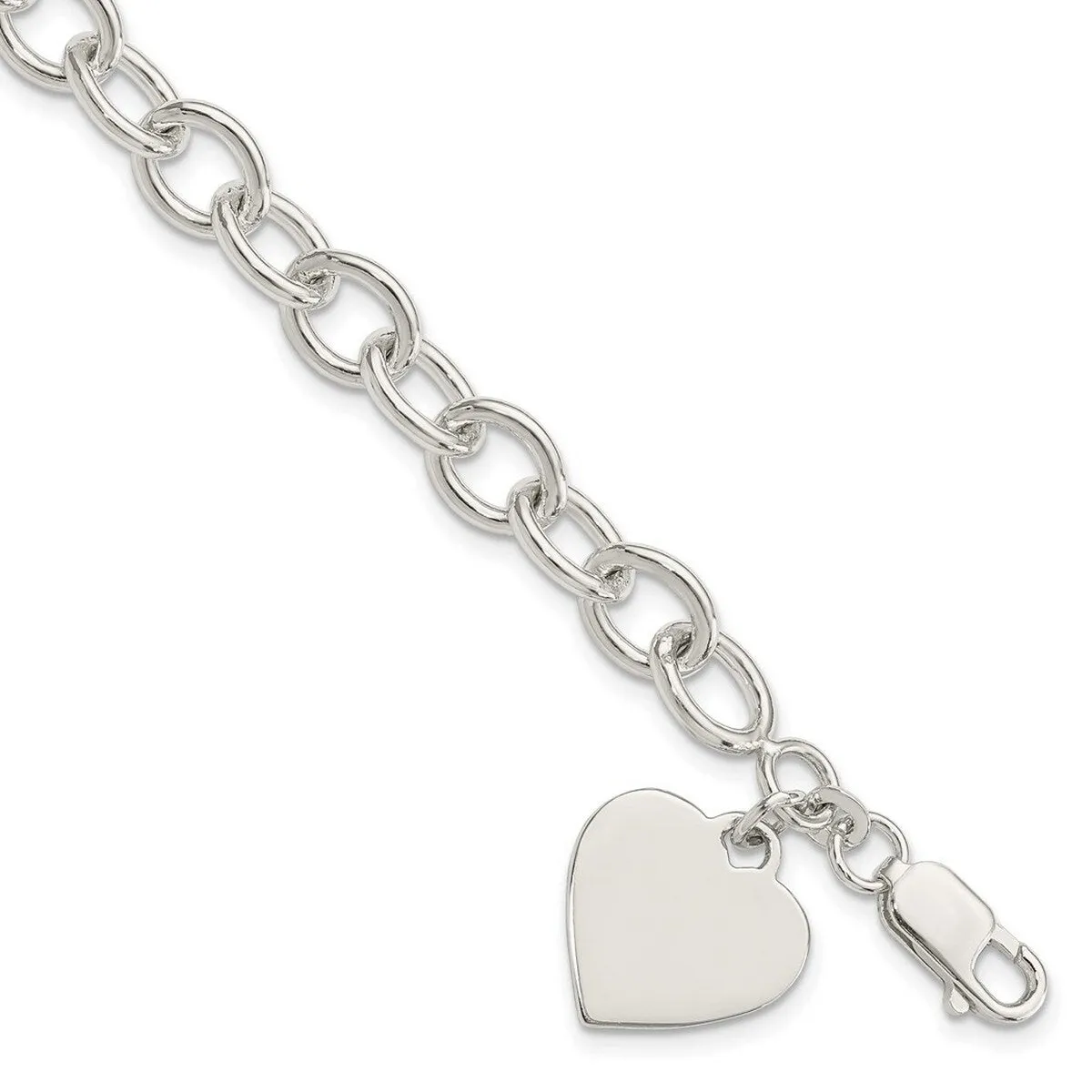 Curata 925 Sterling Silver Engraveable Heart Tag Rolo Link Bracelet Options: 7.25" 8.25" sold by Zulily product image thumbnail 3
