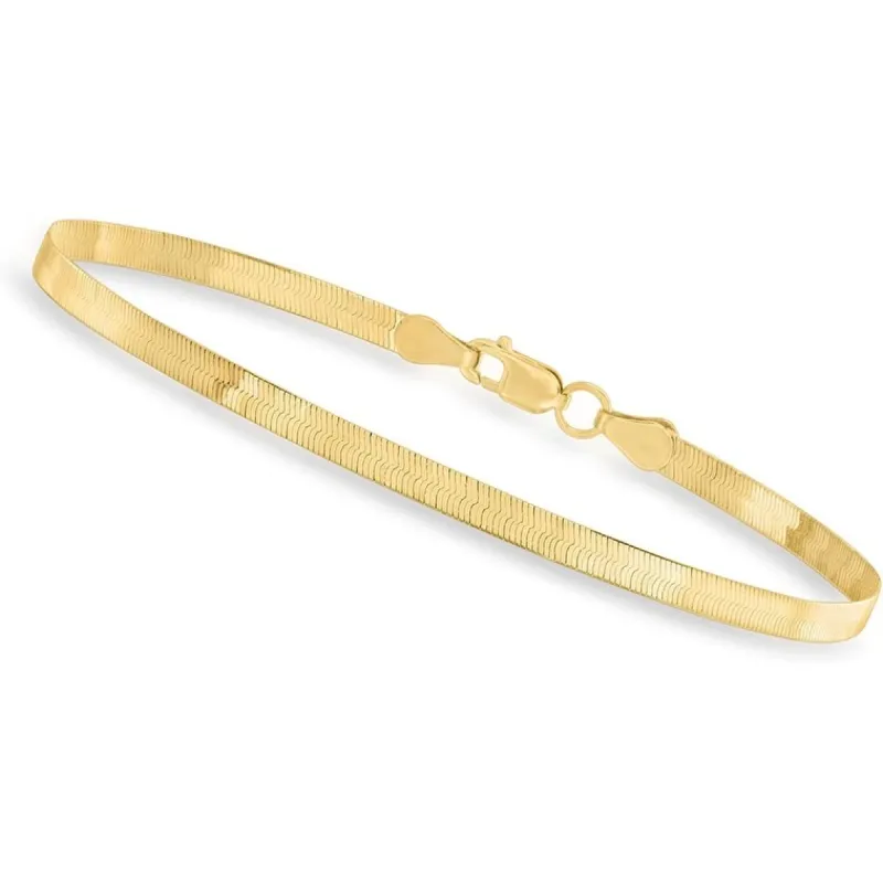 Curata Solid 10k Yellow Gold 7" or 8" 3mm Silky Herringbone Bracelet (Lobster) sold by Zulily
