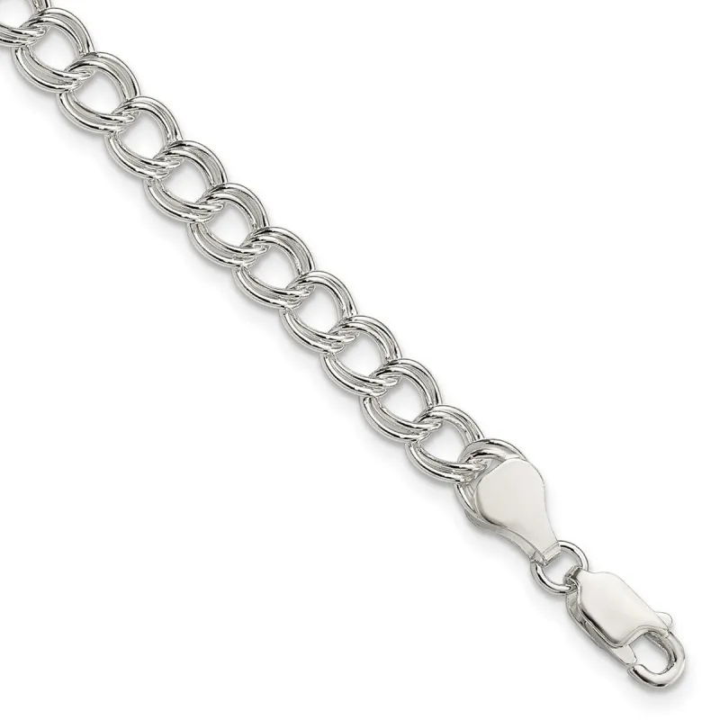 Curata 925 Sterling Silver 6mm Double Link Charm Bracelet Options: 5.5" 7" 8" 8.25" sold by Zulily