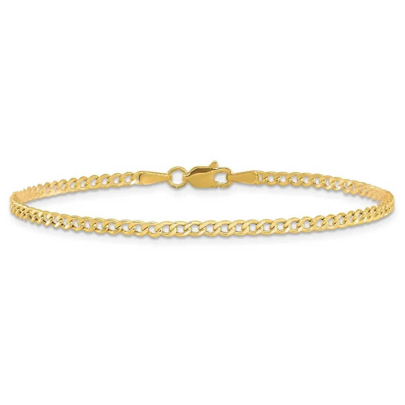 Curata Solid 10k Yellow Gold 7" or 8" 2.5mm Semi-Solid Curb Link Bracelet (Lobster) sold by Zulily