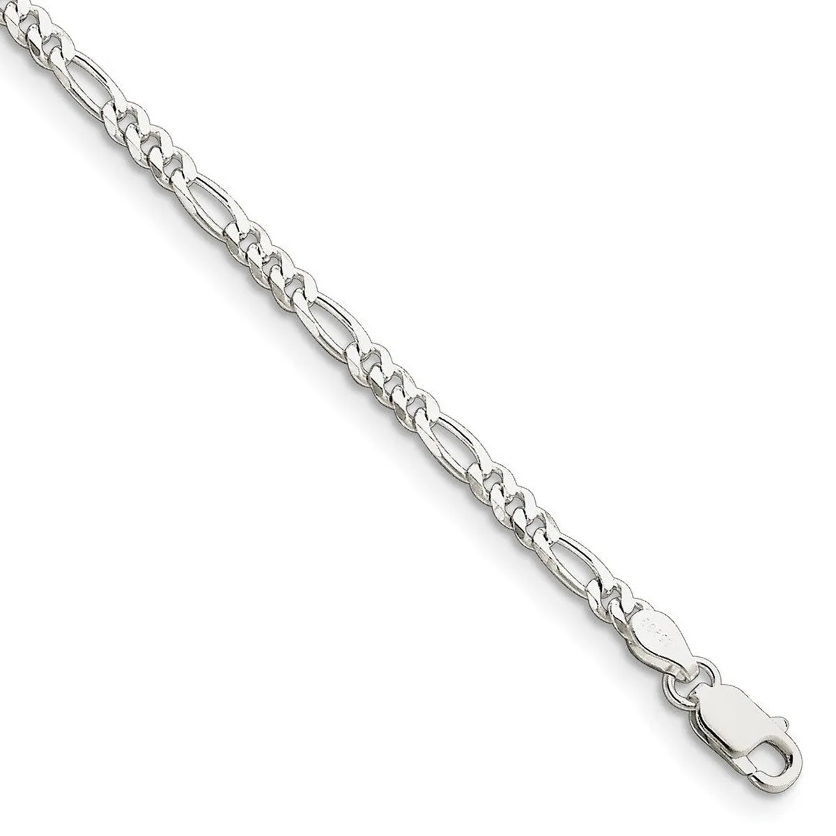Curata 925 Sterling Silver Solid 3mm Figaro Chain Bracelet Options: 7" 8" sold by Zulily