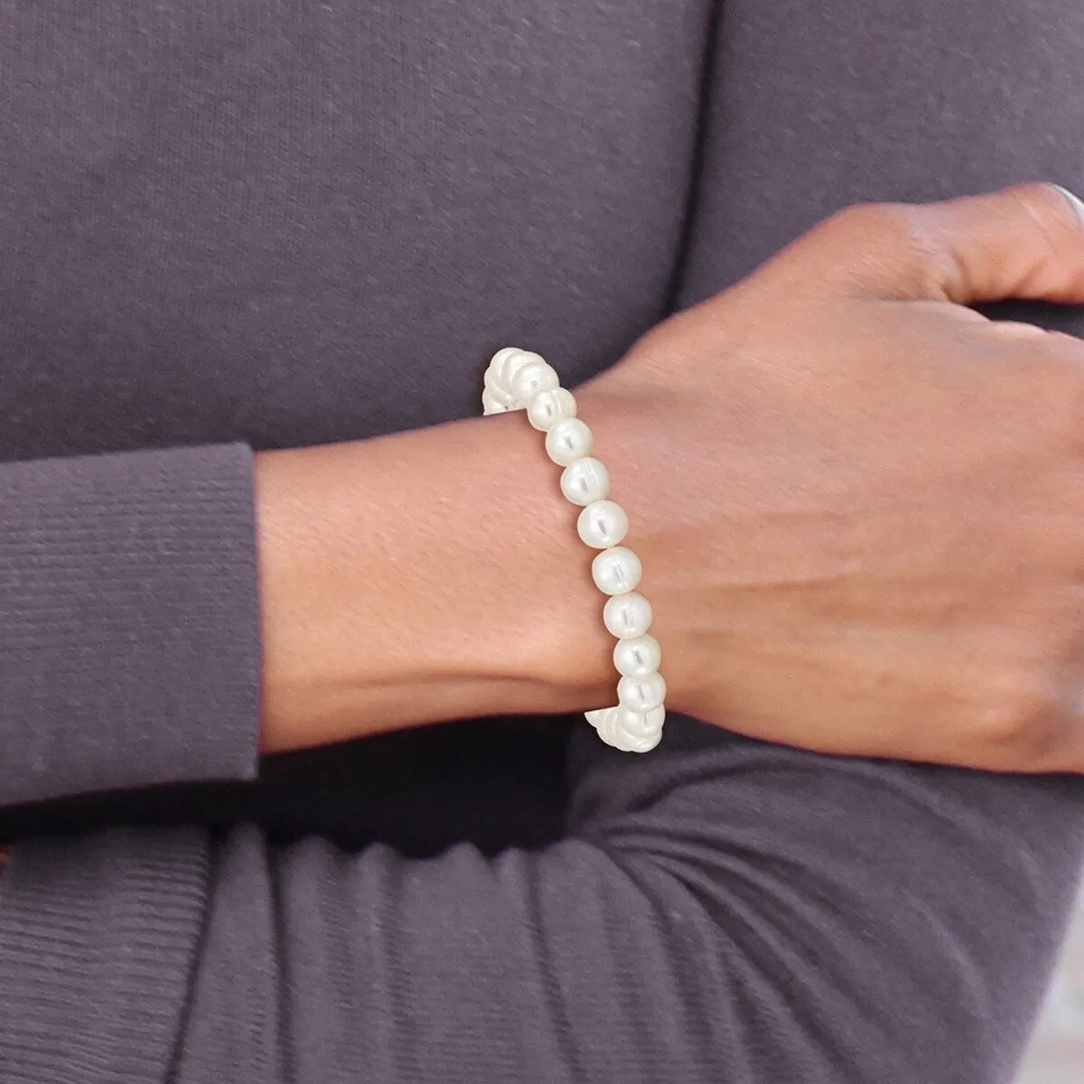 Curata 6-7mm White Cultured Pearl Stretch Bracelet sold by Zulily product image thumbnail 4