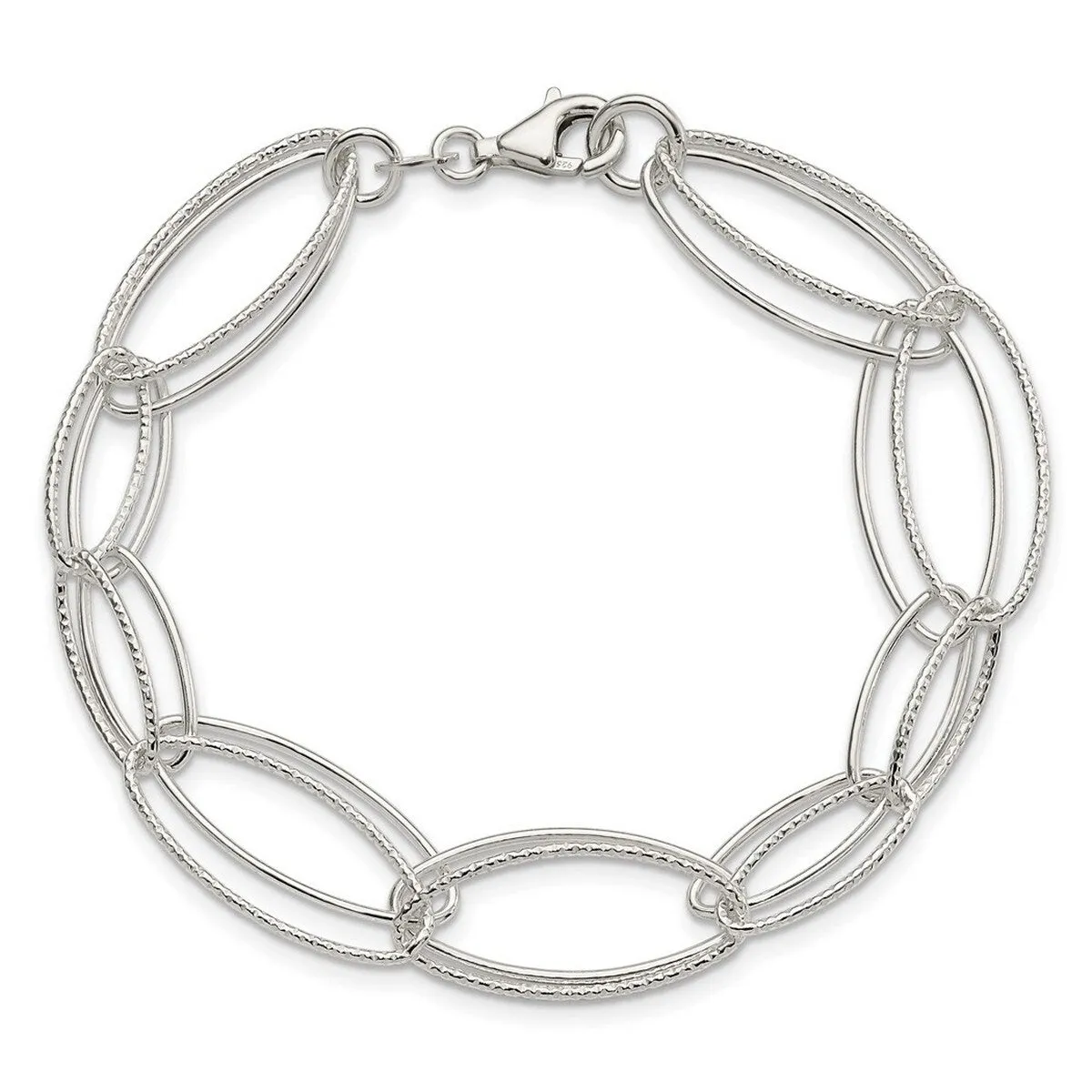 Curata 925 Sterling Silver 7.5" 13mm Textured Oval Geometric Link Bracelet sold by Zulily product image thumbnail 4
