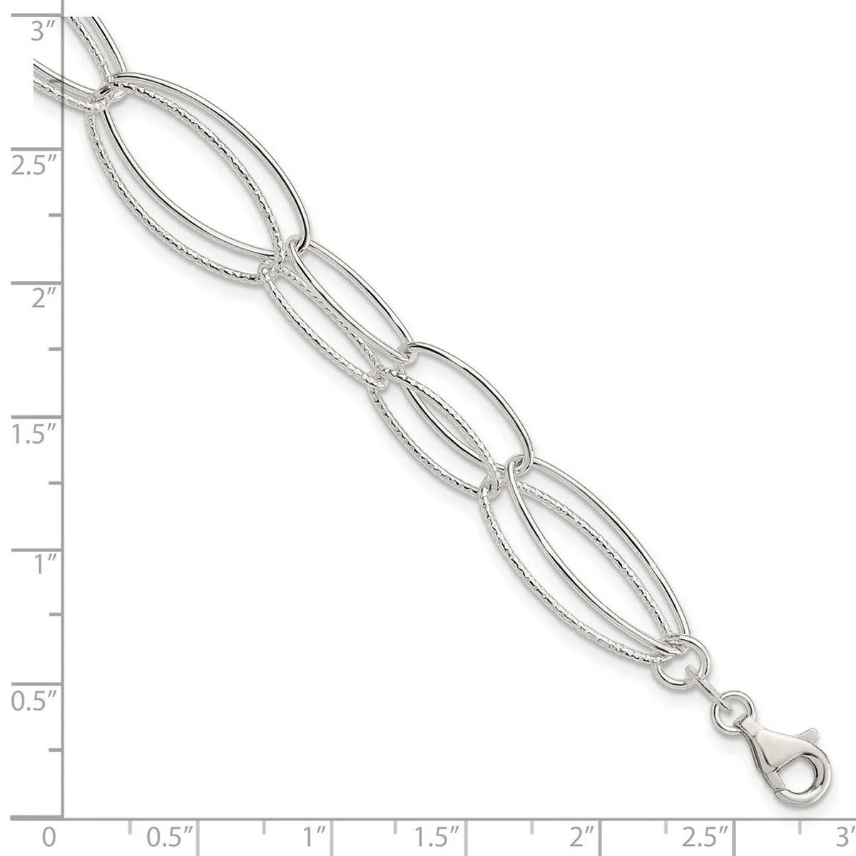 Curata 925 Sterling Silver 7.5" 13mm Textured Oval Geometric Link Bracelet sold by Zulily product image thumbnail 2