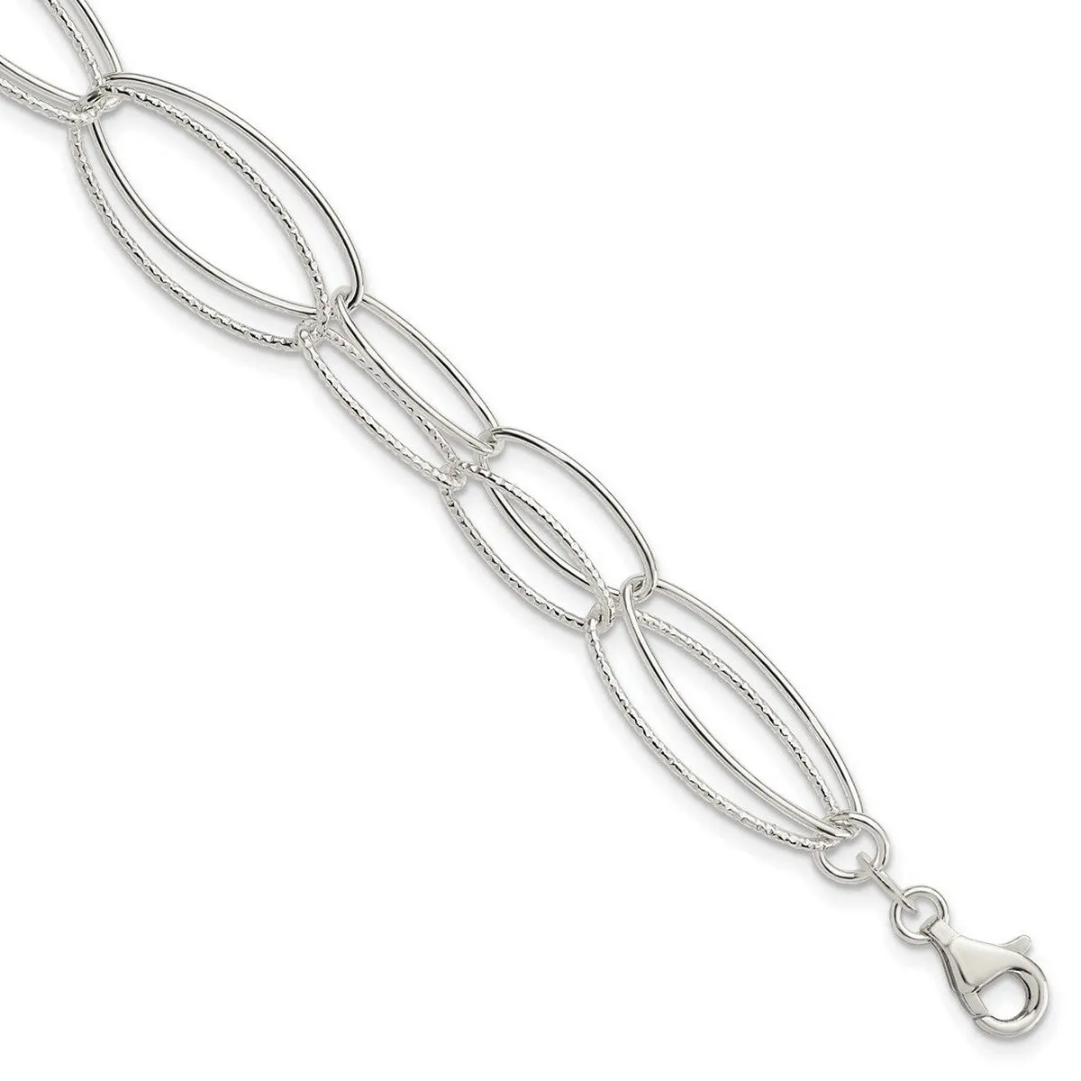 Curata 925 Sterling Silver 7.5" 13mm Textured Oval Geometric Link Bracelet sold by Zulily