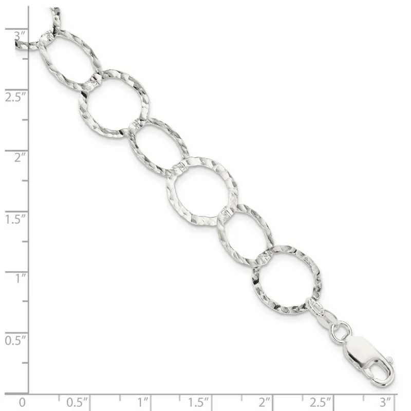 Curata 925 Sterling Silver 7.5" 15mm Hammered Circle Link Bracelet sold by Zulily