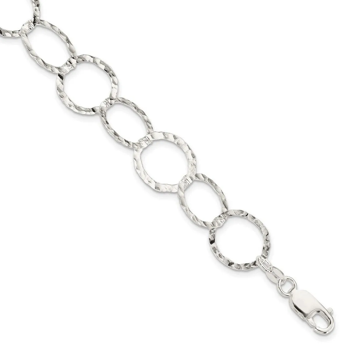 Curata 925 Sterling Silver 7.5" 15mm Hammered Circle Link Bracelet sold by Zulily product image thumbnail 5