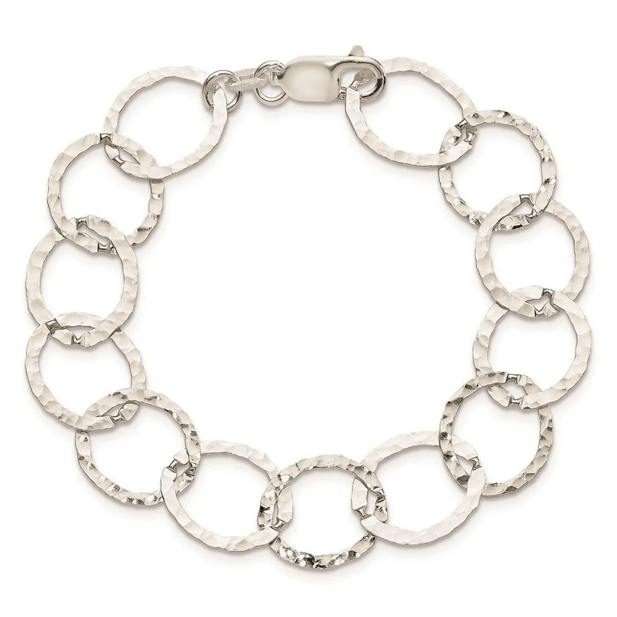 Curata 925 Sterling Silver 7.5" 15mm Hammered Circle Link Bracelet sold by Zulily product image thumbnail 3