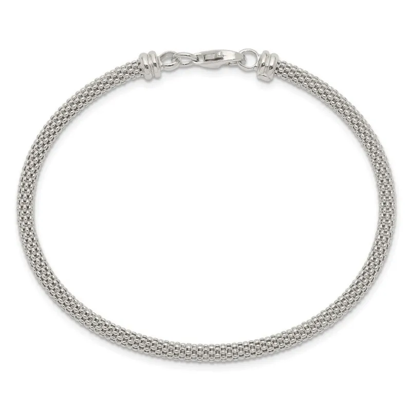 Curata 925 Sterling Silver 7" 3mm Mesh Popcorn Bangle Bracelet sold by Zulily