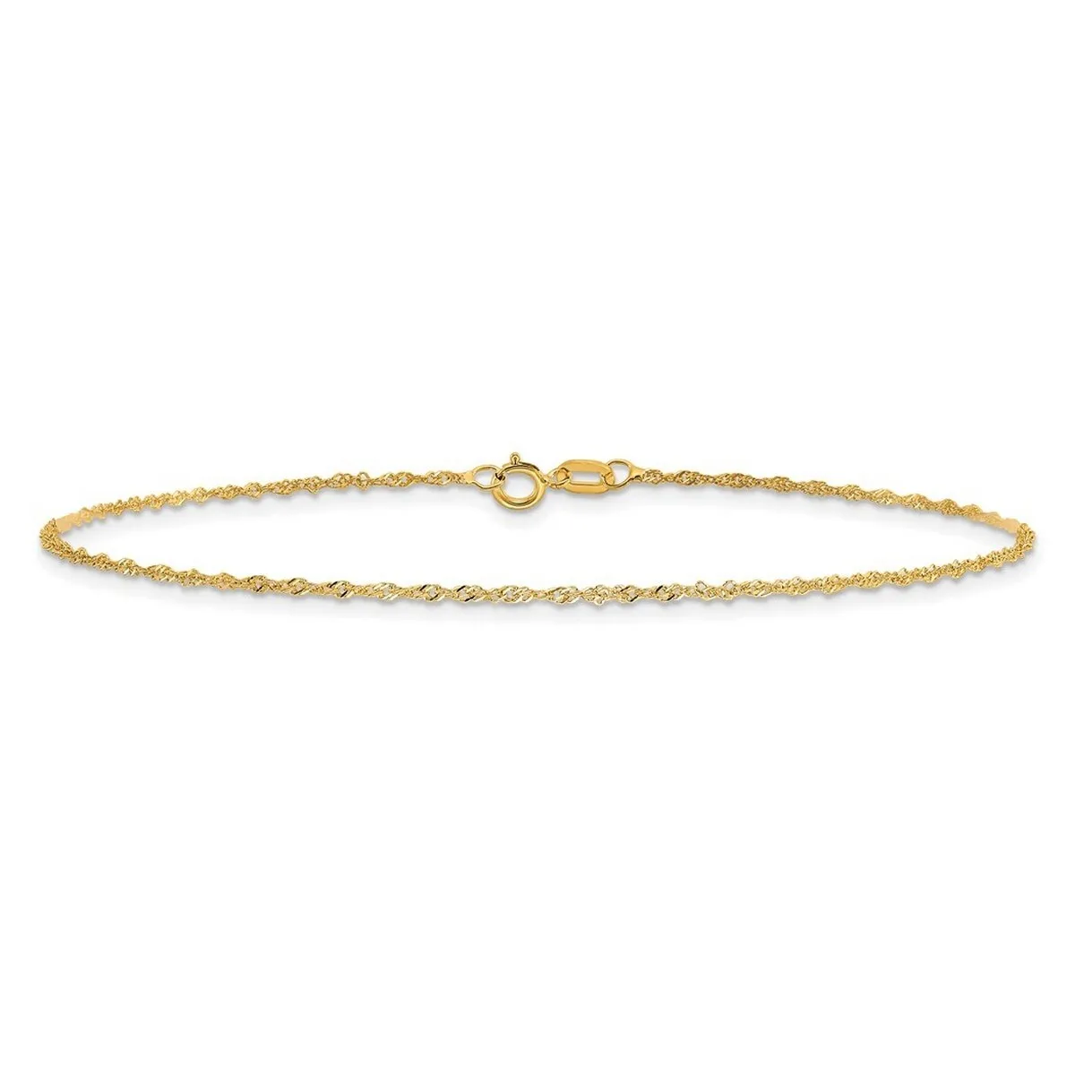 Curata Solid 10k Yellow Gold 7" 1.1mm Singapore Bracelet (Spring-ring) sold by Zulily