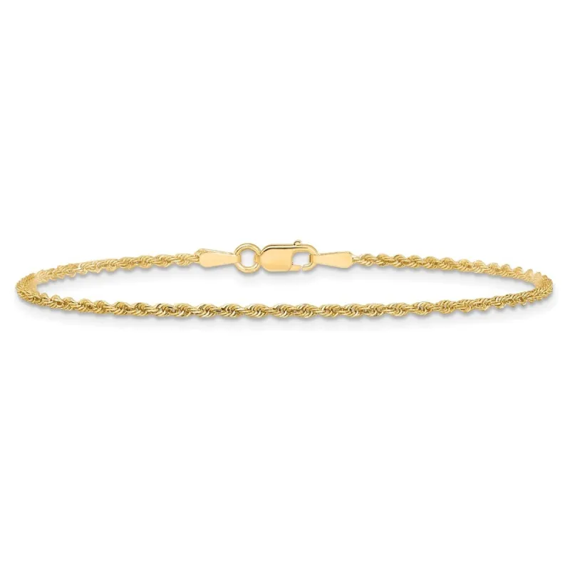Curata Solid 10k Yellow Gold 7" or 8" 1.5mm Diamond-cut Rope Chain Bracelet (Lobster) sold by Zulily