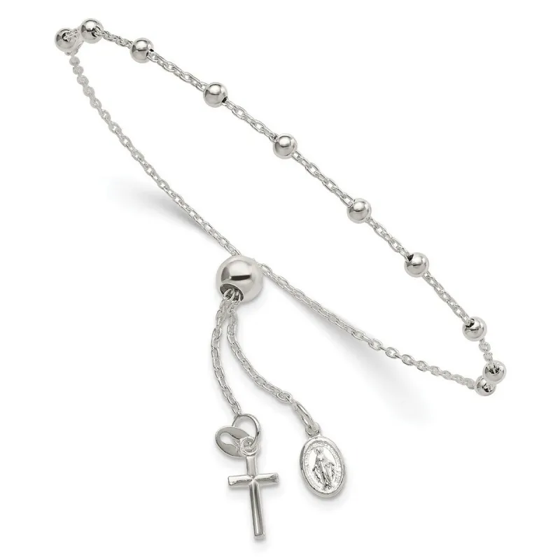 Curata 925 Sterling Silver 3mm Adjustable Bolo Rosary Bracelet sold by Zulily