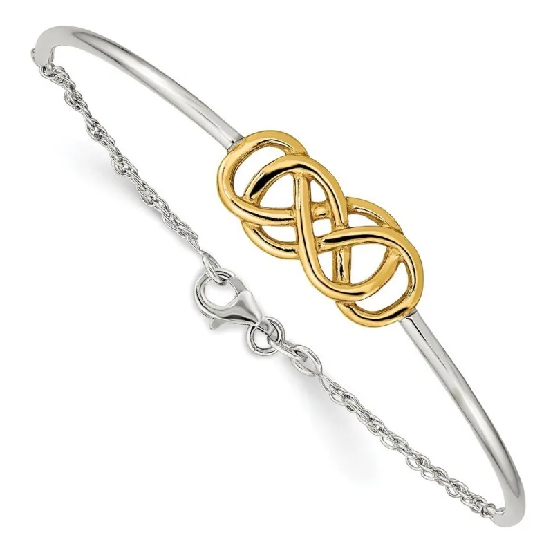 Curata 925 Sterling Silver 10.45mm 7.25" Gold-Plated Double Infinity Bangle Bracelet sold by Zulily