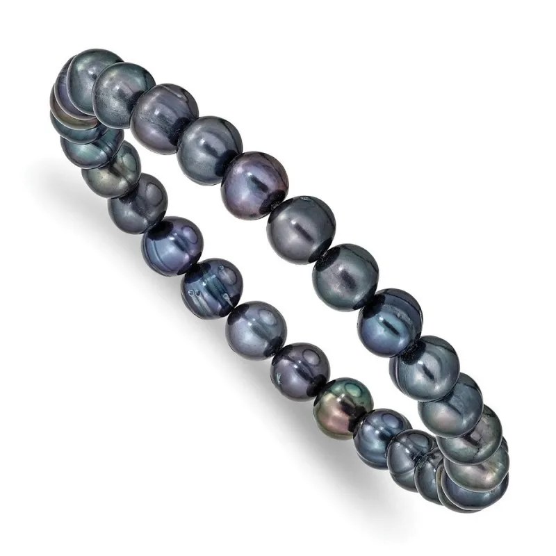 Curata 6-7mm Black Cultured Pearl Stretch Bracelet sold by Zulily