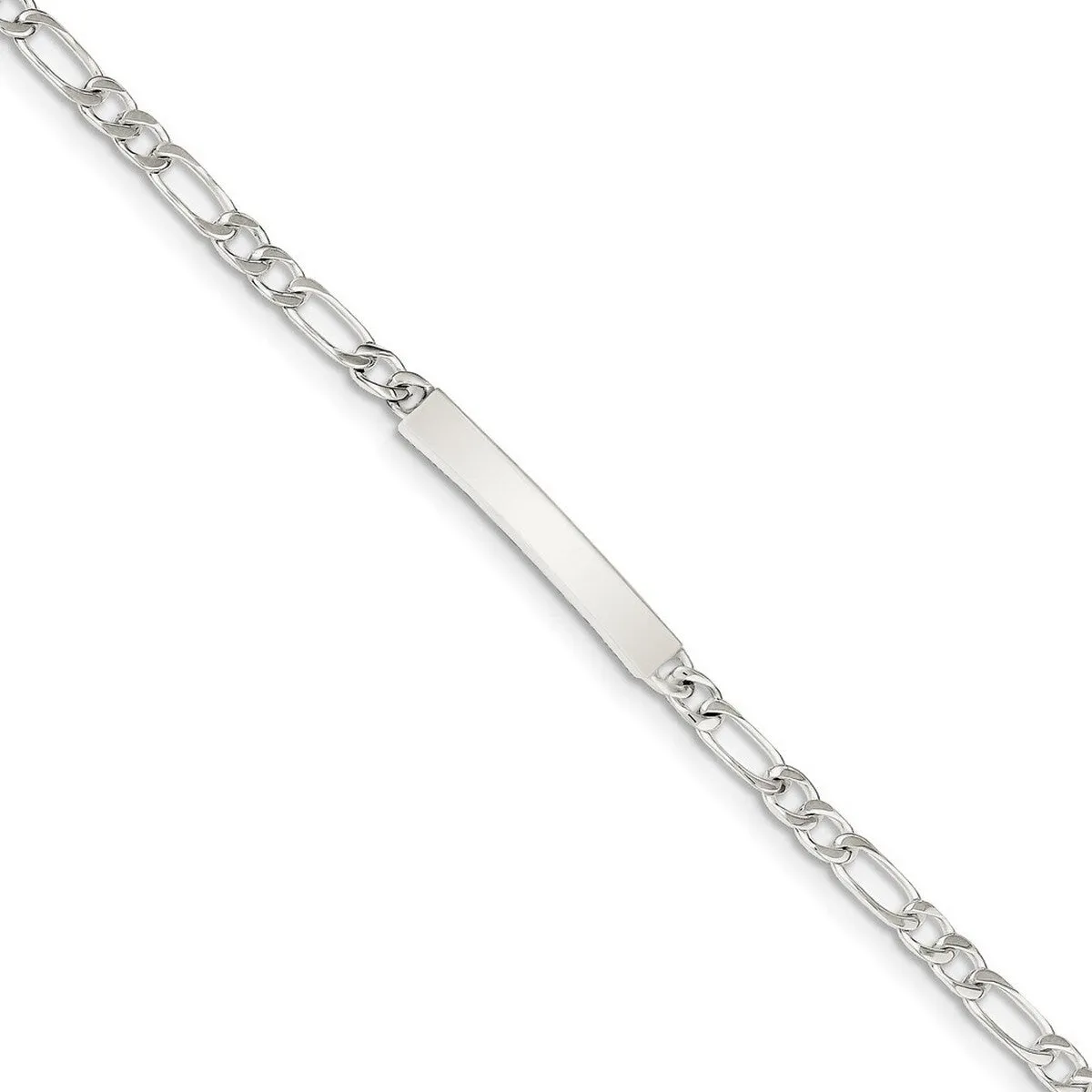 Curata 925 Sterling Silver 7" Polished Engraveable Figaro ID Lobster Claw Bracelet sold by Zulily
