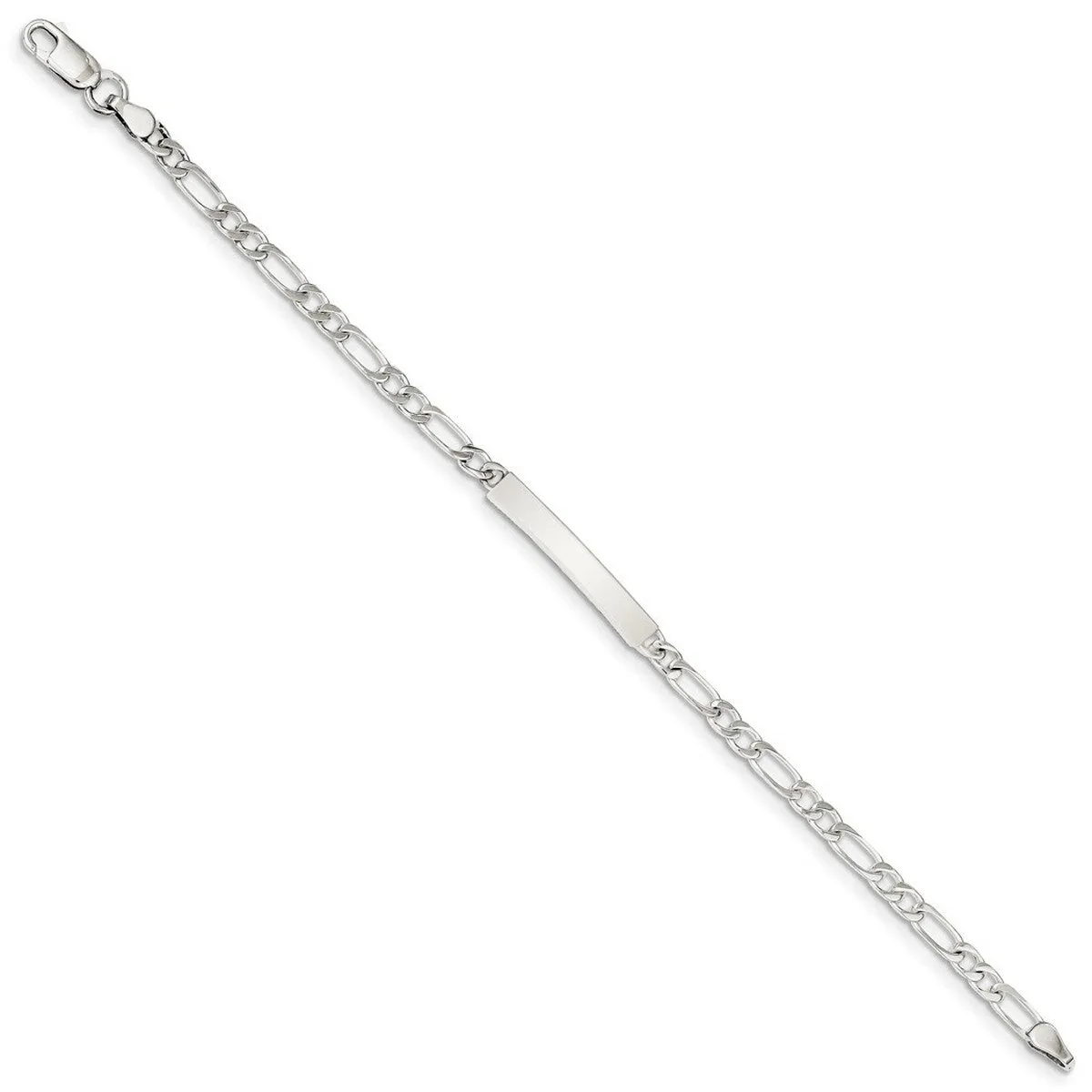 Curata 925 Sterling Silver 7" Polished Engraveable Figaro ID Lobster Claw Bracelet sold by Zulily product image thumbnail 3