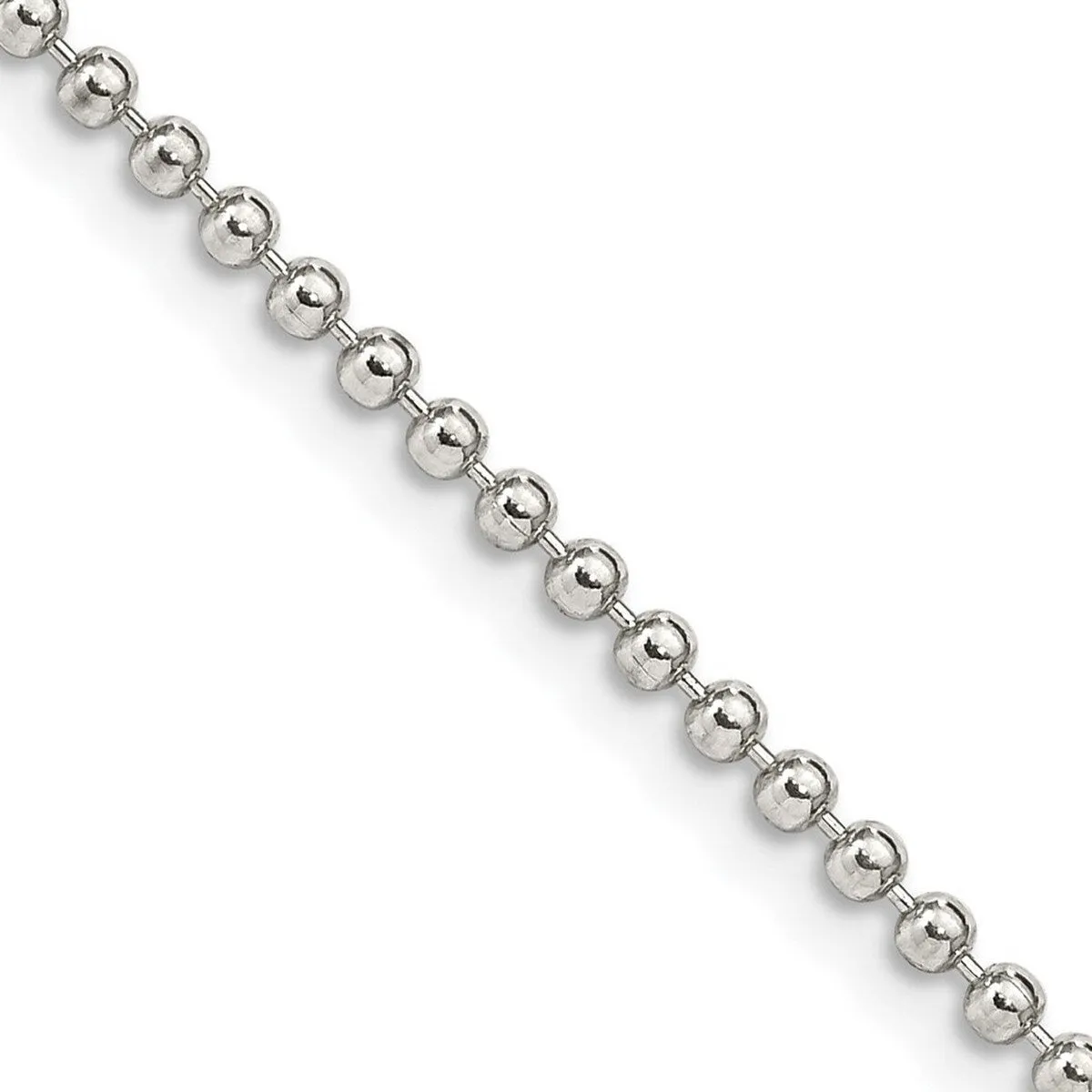 Curata 925 Sterling Silver 2mm Beaded Necklace Options: 16 18 20 24 sold by Zulily