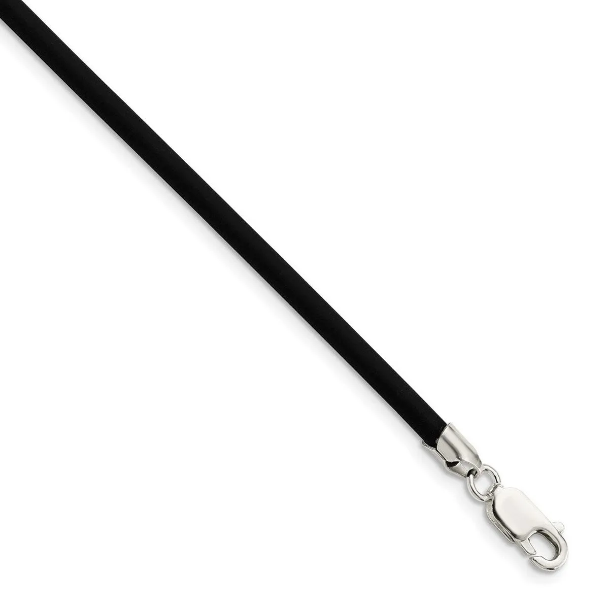 Curata 925 Sterling Silver 3mm Black Rubber Cord Necklace sold by Zulily