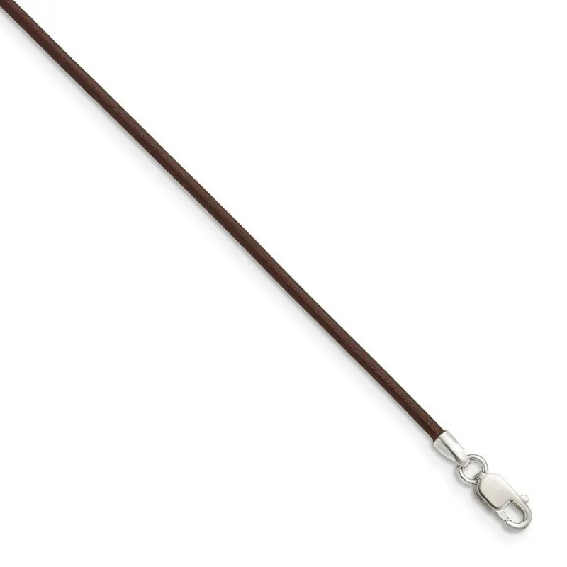 Curata 925 Sterling Silver 1.5mm Brown Leather Cord Necklace Options: 16 18 sold by Zulily