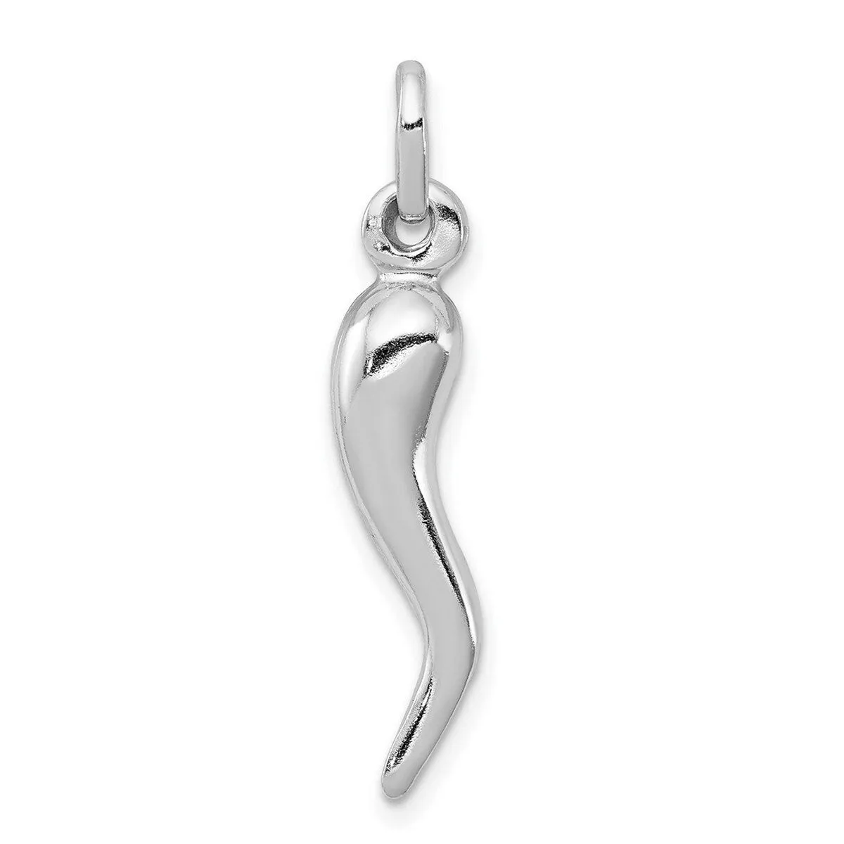 Curata 925 Sterling Silver 6mmx30mm Italian Polished Rhodium Horn Good Luck Charm Necklace sold by Zulily