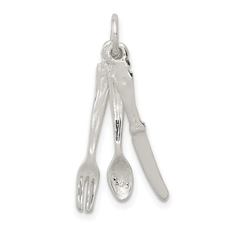 Curata 925 Sterling Silver 18" 28x10mm Knifefork and Spoon Charm Pendant Necklace sold by Zulily