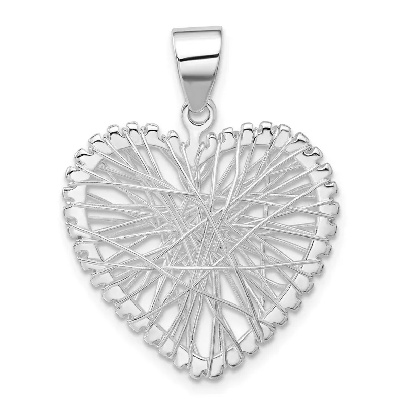 Curata 925 Sterling Silver 18" 31.9x25mmModern Zig Zag Heart Pendant Necklace sold by Zulily
